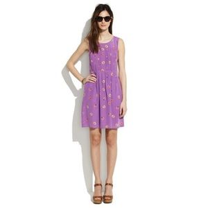 Madewell 100% silk pleated floral pansy dress